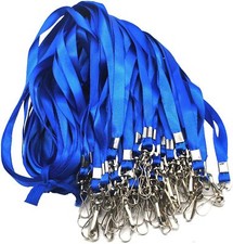 Blue Lanyards 100 Pcs Lanyard for Id Badges Flat with 100 Pack,
