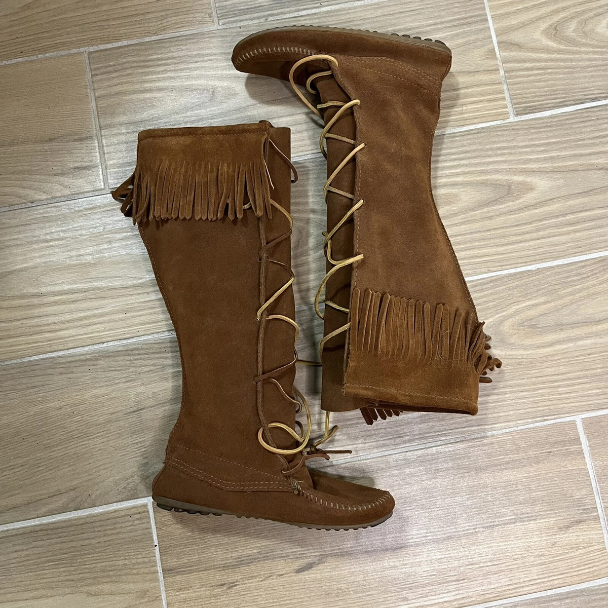 Minnetonka knee high hotsell lace up boots