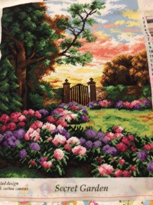Hand Painted Needlepoint *Completed* Secret Garden Orchidea Collection 15 X 19