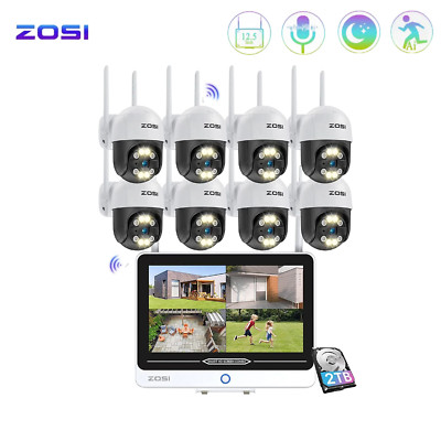 ZOSI 2K 3MP 8CH PTZ Wireless Security Camera System AI Detect Cameras With 1TB