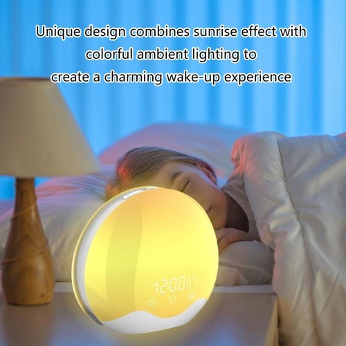 Digital Wake Up Light With 12-Color Simulates Sunrising Lamp For Natural Awake - Picture 2 of 8
