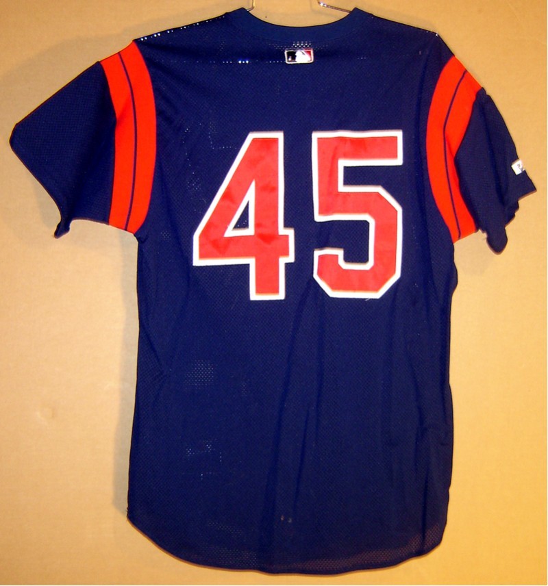 CLEVELAND INDIANS PAUL ASSENMACHER #45 NAVY GAME-WORN PRACTICE