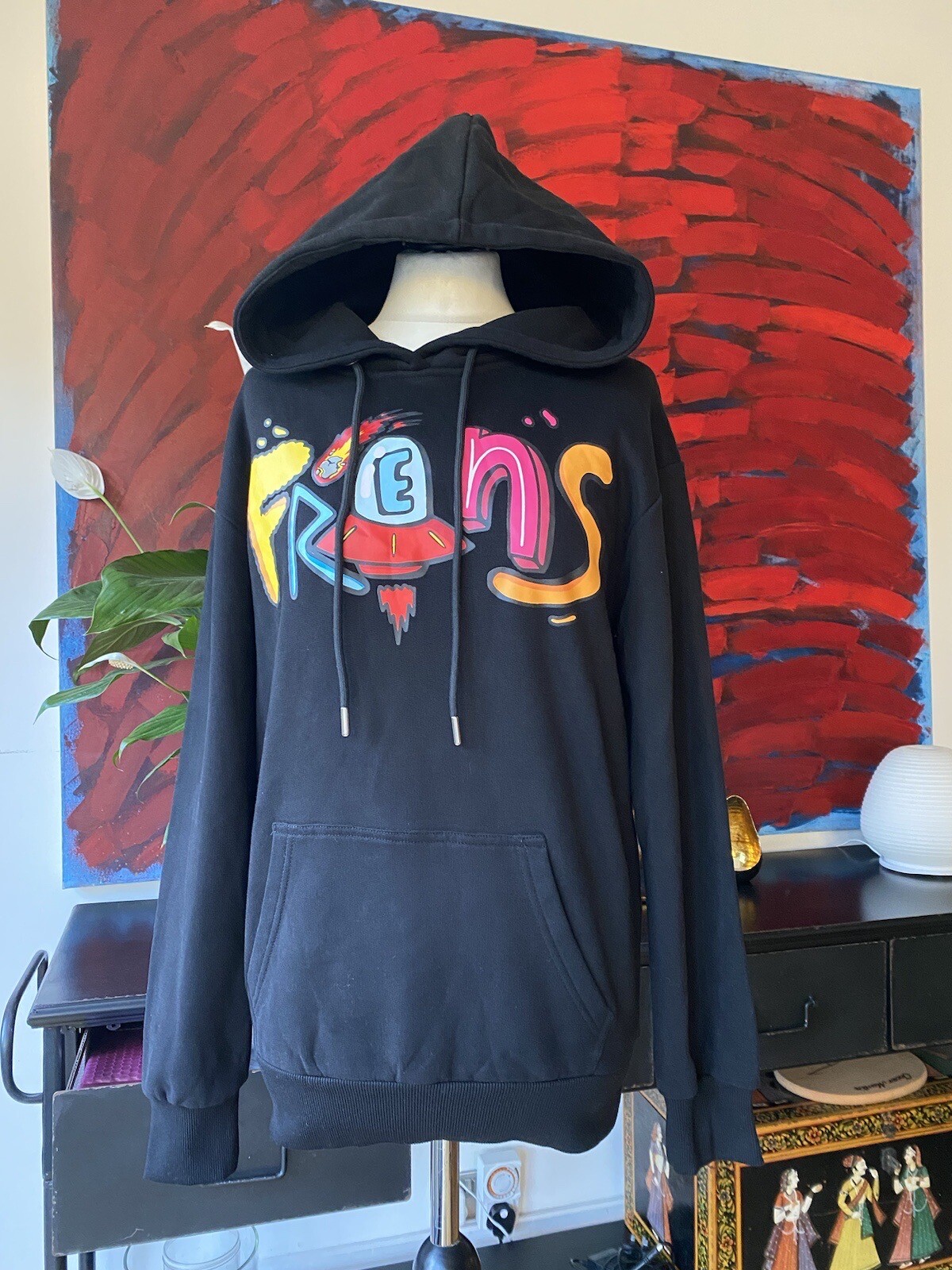 Alien Frens Black Hoodie Unisex Size S-M