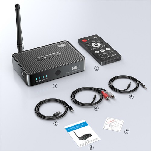 NFC Bluetooth Receiver Audio Adapter RCA/AUX Out USB/MMC/6.5MM IN Speaker Car US - Picture 6 of 9