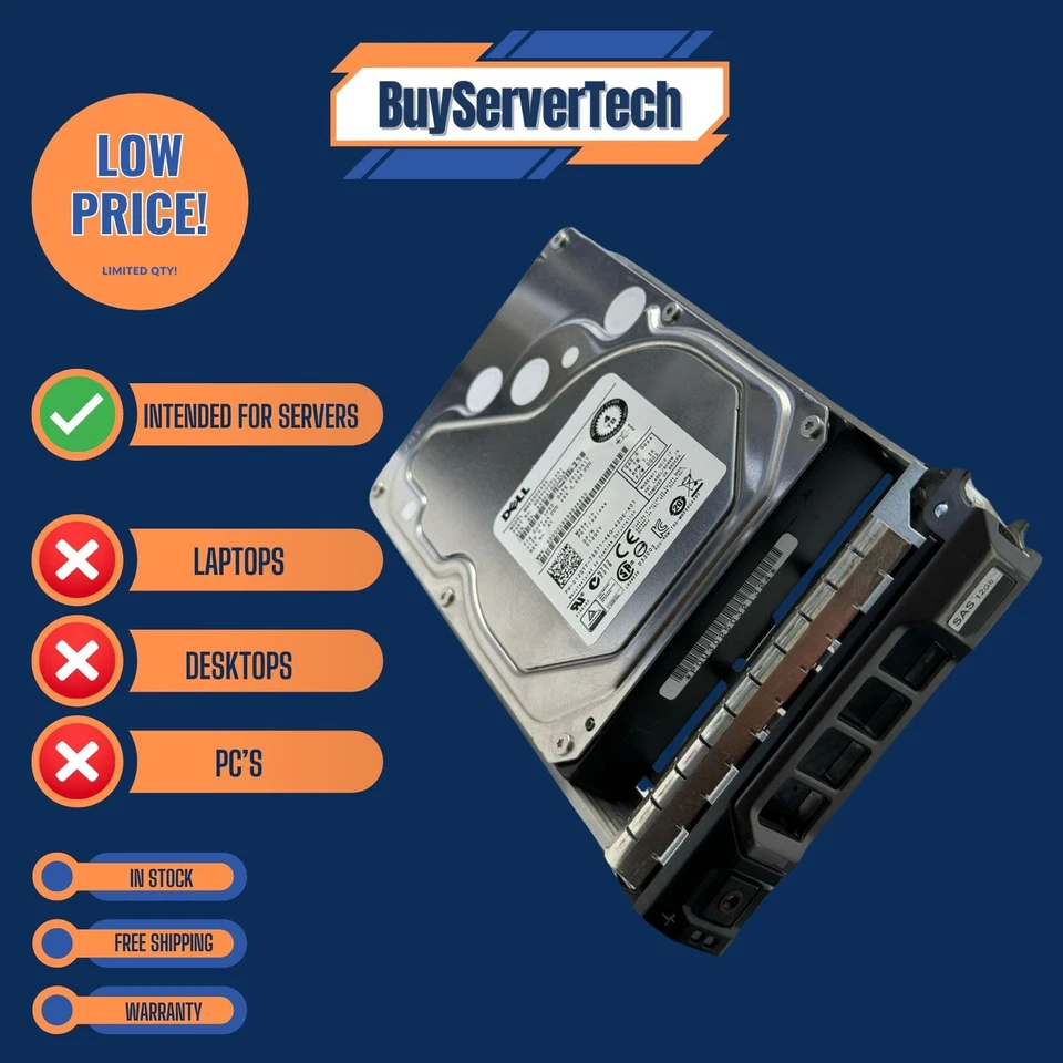 Dell 4TB 7.2K 6G 3.5" SAS HDD 12GYY 012GYY MG03SCA40 w/ Caddy - Enterprise Drive - Image 3 of 4