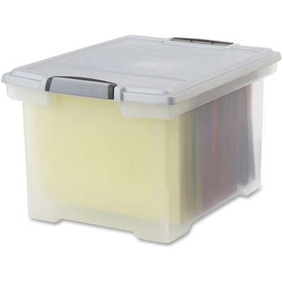 Storex Tote Clear Storage Box with Lid Clear Silver 1 / Carton (Quantity) Home