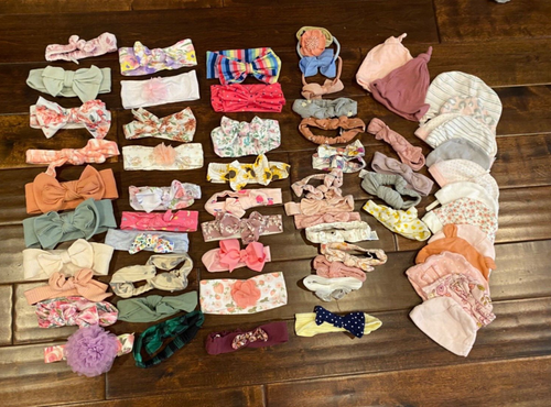 Huge Lot of Baby Girl Hats and Headbands Bows