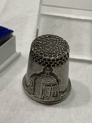 Vtg 80s Thimble Heavy Pewter Portmarion Souvenir Org Presentation Box