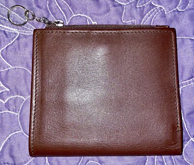 Vintage J.P Ourse & Cie Geneve Genuine Leather Brown Snap Wallet Zip Coin Pocket