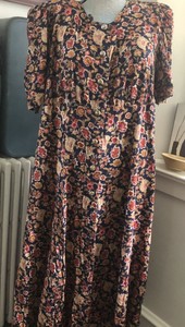 navy floral tea dress