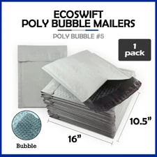 1 #5 10.5x16 "EcoSwift" Brand Poly Bubble Mailers Padded Envelope 10.5" x 16"