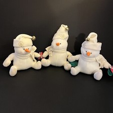 Lot Of 3 First  Main White Bear Snowmen W/Snowflake On Scarf Hat Gloves 9" Tags