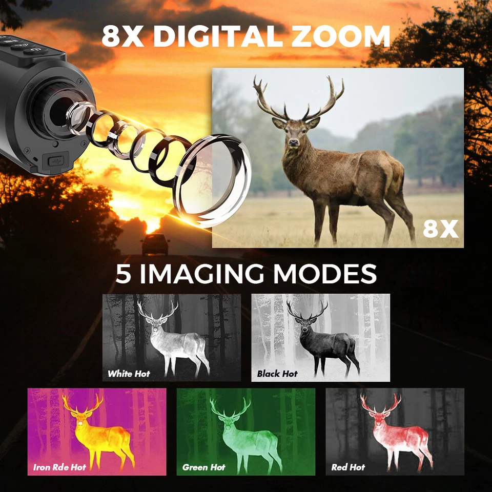 Thermal Monocular 8X Digital Zoom Hunting Thermal Imaging Monocular AI 384x288 - image 4 of 4