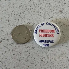 1991 Abate Of California Motorcyclist Rights Group Pinback Button #45238