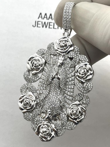 925 Solid Sterling Silver Cubic Zirconia Virgin Mary Pendant | eBay