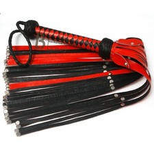Real Genuine Cow Hide Leather Flogger 30 Heavy Duty Falls with Steel Studs