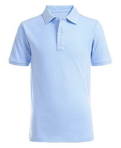 Nautica Boys' School Uniform Short Sleeve Pique Polo, Light Blue, 5/6