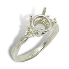 Sterling Round Accented Twist Milgrain Pre-notched Ring Mounting Sizes 4-11