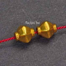 5mm 18k Solid Yellow Gold Fancy Hexagonal Spacer Findings Beads Pair 2 