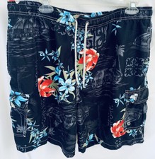 Carribean Joe Hawaiian Swim Trunks Size L Tropical Men  s Pockets