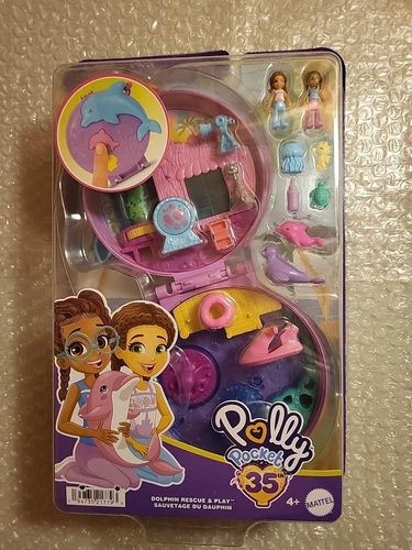 MATTEL Polly Pocket Dolphin Rescue & Play Compact With 2 Micro Dolls