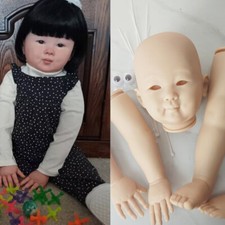 28inch Reborn Baby Doll Unpainted Kit DIY Part Toddler Girl Eye With Cloth Body
