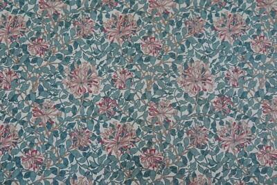 WILLIAM MORRIS CURTAIN FABRIC ''Honeysuckle'' 3.1 METRES CREAM/WINE 100% COTTON