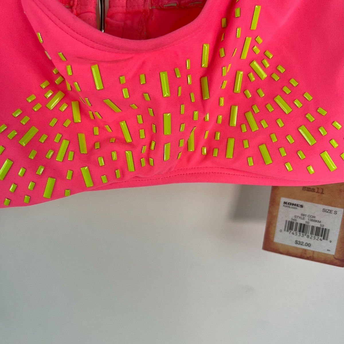 しょう⭐️ Mudd Womens Striped Halter Bandeau Push Up Pink Bikini Top Size