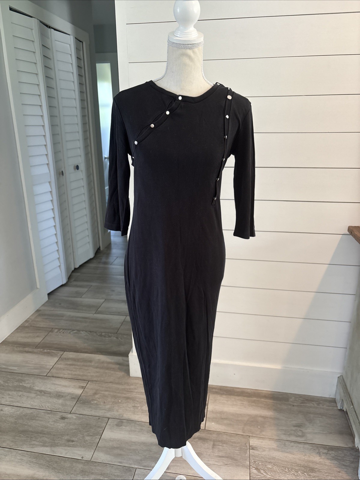 Diesel Size S Long Sleeve Maxi Dress With Snap Button Detail