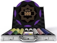 Clay Poker Chips Set – 500Pcs 14G Casino Grade Poker Chips with Denominations, A