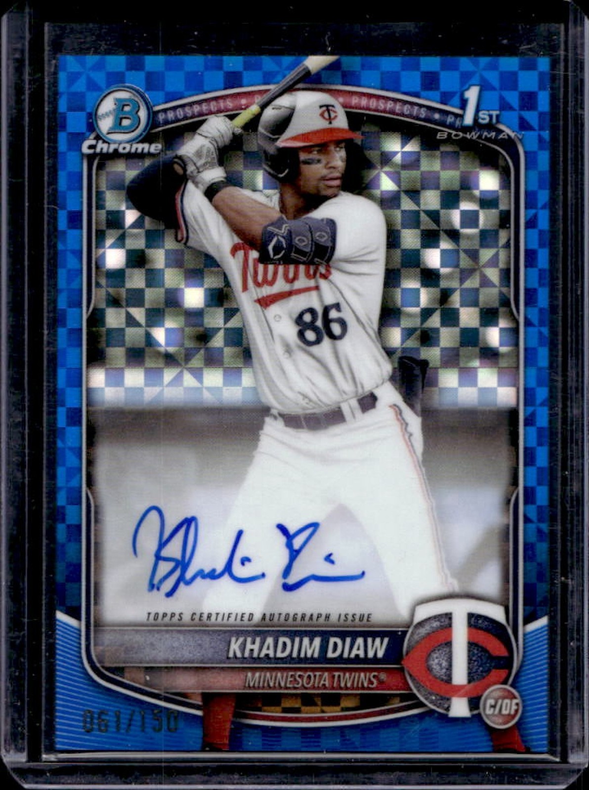2025 Bowman Khadim Diaw Chrome Auto Blue X-Fractor 1st #61/150 Twins