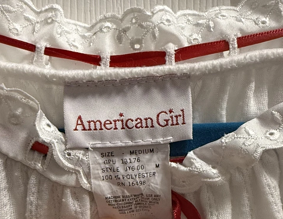 Difícil de Encontrar American Girl Blanco Rojo Josefina Night Shift Camisón Vestido Mediano 10/12 Foto 3 de 4