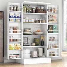 47” Pantry Cabinet, Kitchen Pantry Storage Cabinet with Doors and Adjustable She