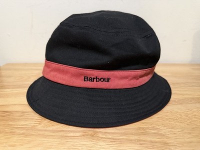 BARBOUR Bucket Hat Sz XL Black / Light Red