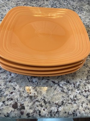 Lot of 4 TANGERINE Fiesta Fiestaware  10 3/4  Square Dinner Plates NEW