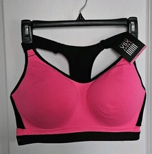 VSX Neon Pink Black Incredible Sport Bra 34DDD Racerback Victoria's Secret NWT