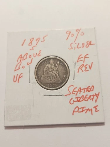 1875 S Above Bow VF+ Seated Liberty Dime EF Rev 90% Silver Rare