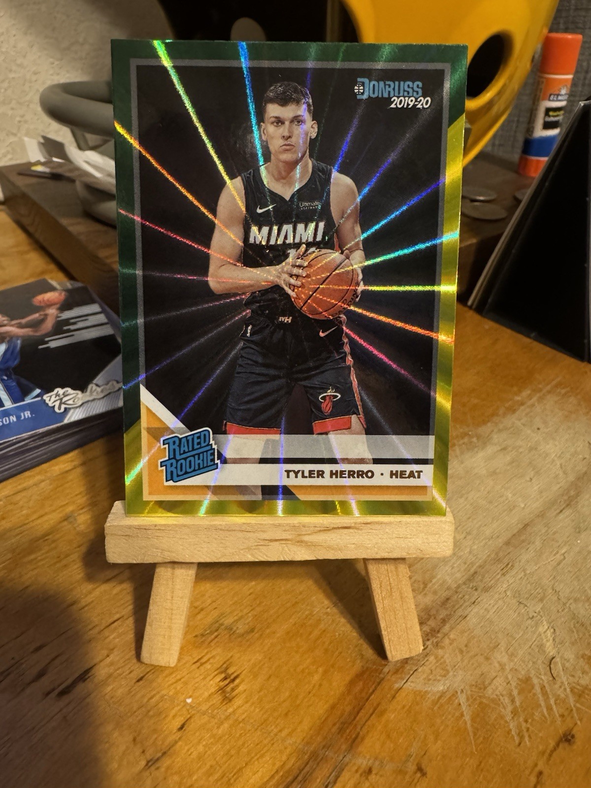 2019 Panini Donruss Rated Holo Green and Yellow Laser Tyler Herro #212 Rookie RC