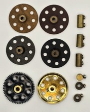 Meccano Set Solid Brass Couplings, Collars  Wheels Lot of 12 Erector Vtg