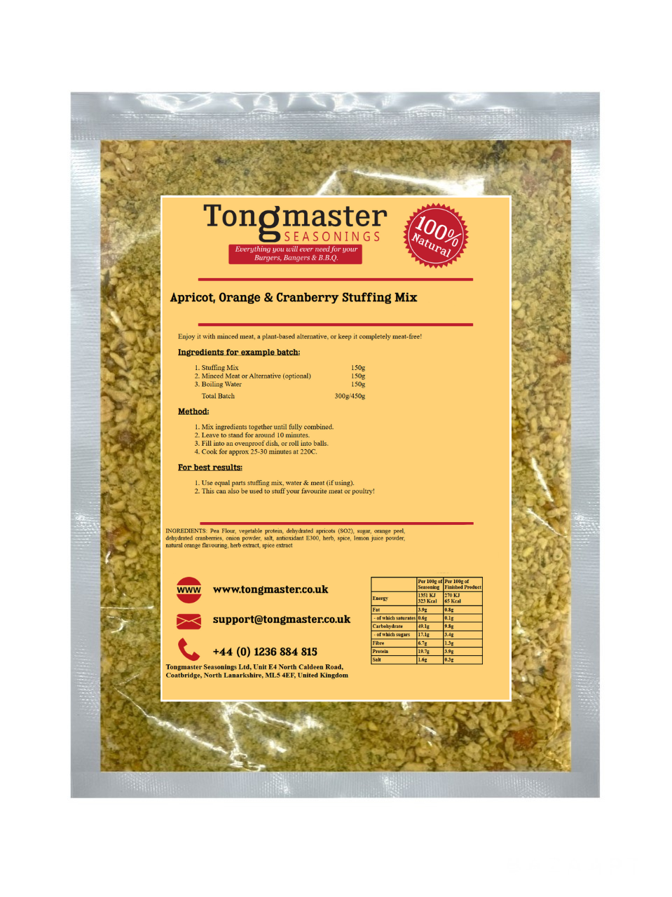 Apricot, Orange & Cranberry Stuffing Mix - 400g (Gluten Free)