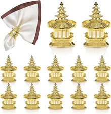 Napkin Rings Set of 12 Gold Pagoda Napkin Rings Bulk,Tower Napkin Holders for Cl
