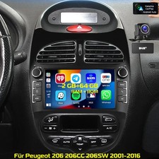 Autoradio DAB+ CarPlay 7" per PEUGEOT 206 206CC 206SW 2000-2008 Android 14 2+64G