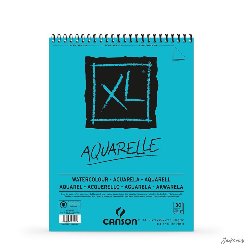 Canson XL Watercolour Spiral Pad Cold Pressed Paper A4 300gsm 30 Sheets