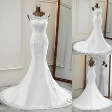 Elegant Mermaid Sleeveless Lace Wedding DressesApplique Real Image Bridal Gowns