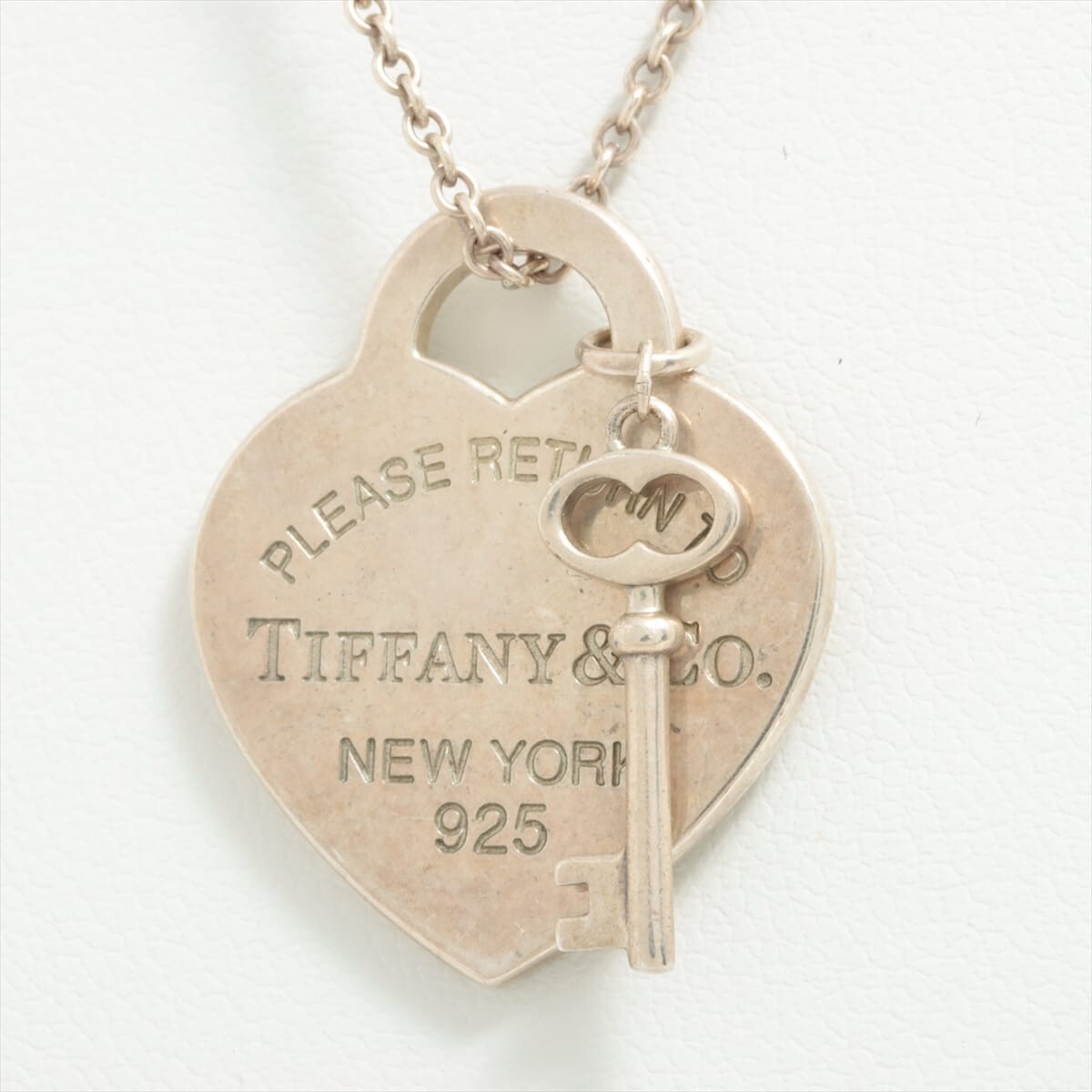 TIFFANY Return to Heart tag Key Pendant Necklace Silver
