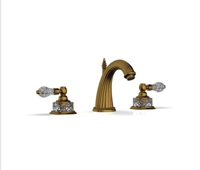 Phylrich Regent Cut Crystal Widespread Faucet K280-002 In French Brass Vintage