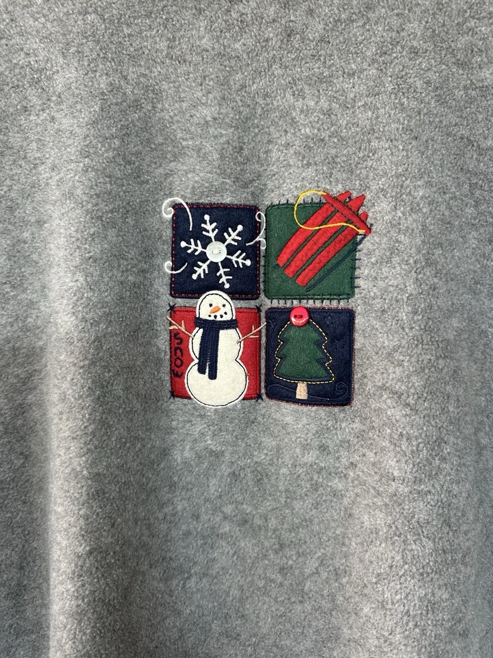 Moletom Croft And Barrow boneco de neve Natal padrão vintage cinza tamanho XL - Imagem 2 de 4