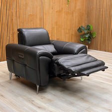 Furniture Village 'Vino' Chair Power Recliner Headrest Black Leather RRP £1400
