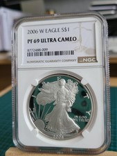 2006 W  1oz American Silver Eagle PROOF Coin  NGC PF70 ULTRA CAMEO with COA  (4)