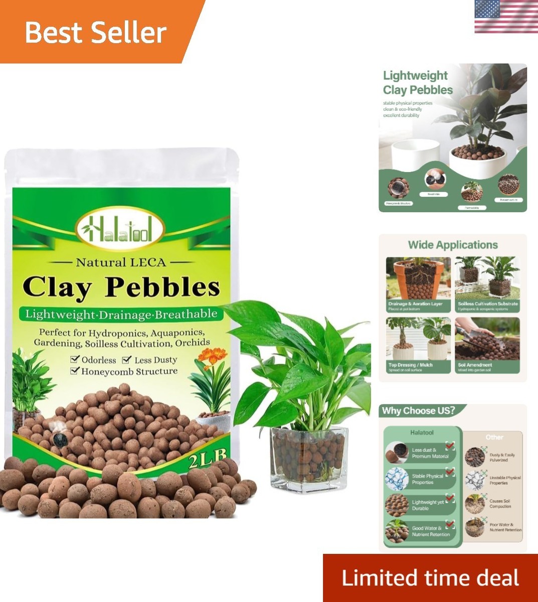 2 LB Expanded Clay Pebbles for Plants 4mm-16mm Clay Balls 100% Organic  Hydrot... | eBay